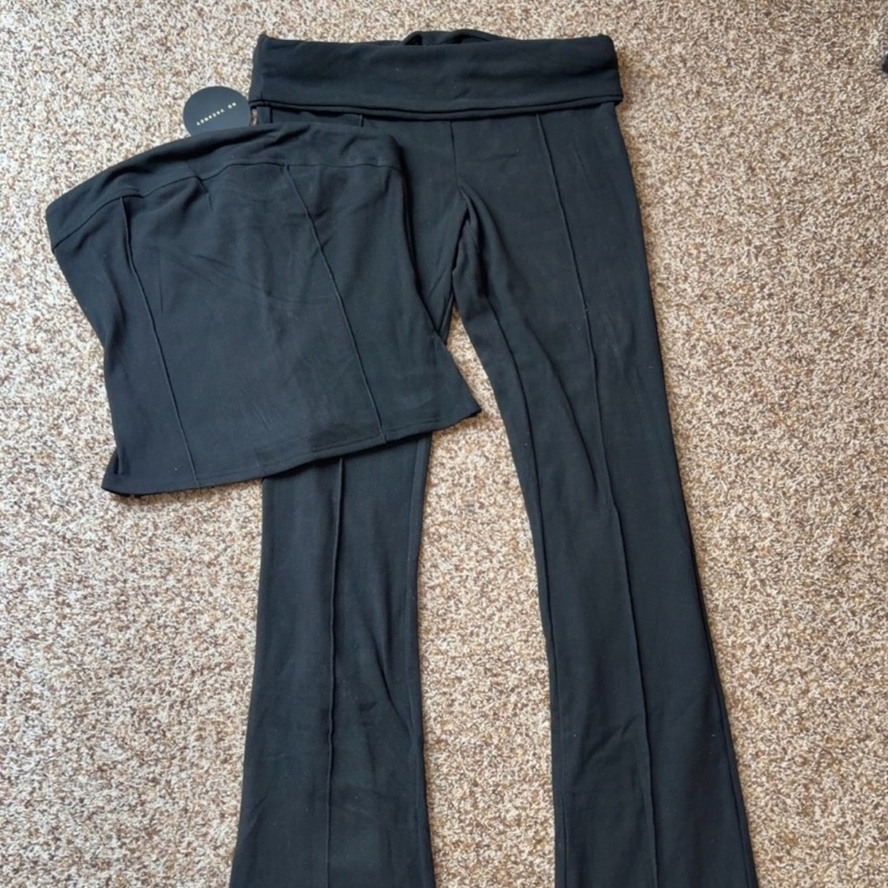 NWT Y2K Tube Top & Flared Foldover Jersey Yoga Pants Sets